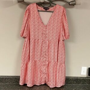 1/6  Davi & Dani lined silky tiered dress 2x  red and white